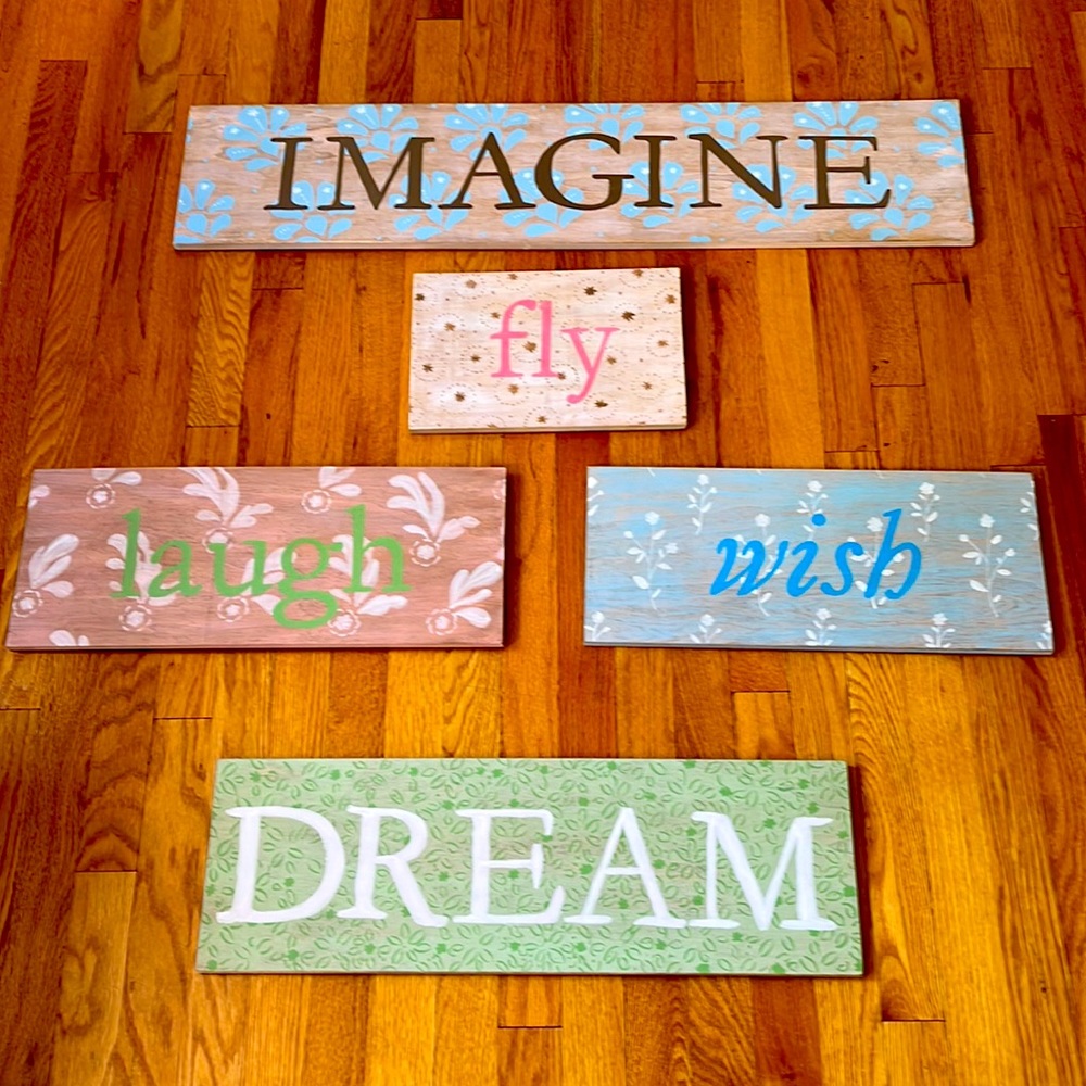 Pottery Barn Kids painted wood wall plaques